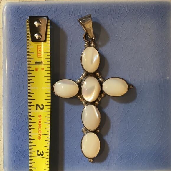 Cross Pendant with pearls and silver - Picture 6 of 6